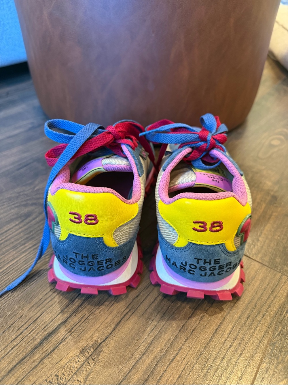 Marc Jacobs Blue, Pink and Cream Suede Mesh Sneakers - Picture 3 of 5